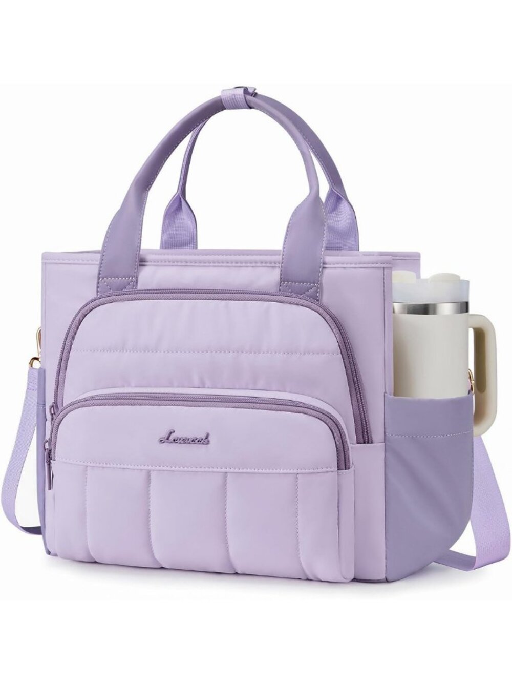 LOVEVOOK Lunch Box for Women,Puffer Lunch Bag with Wide Opening,13L, Purple